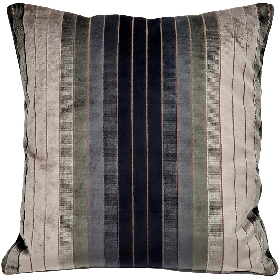 Carbon Stripes Textured Velvet Throw Pillow 20x20 Inches Square, Complete Pillow with Polyfill Pillow Insert Image 1