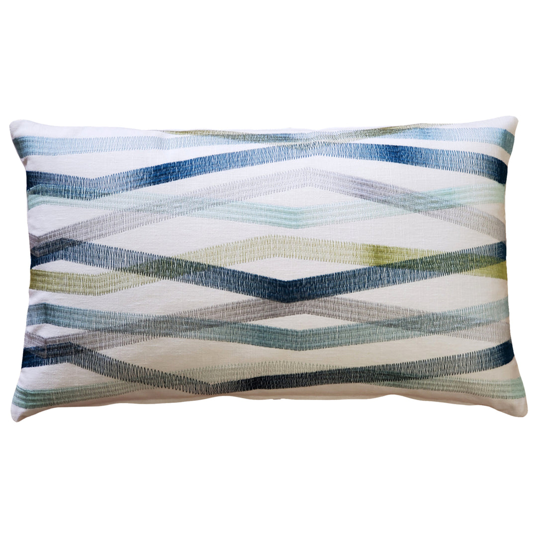 Wandering Lines Deep Sea Throw Pillow 12x19 Inches Square, Complete Pillow with Polyfill Pillow Insert Image 1