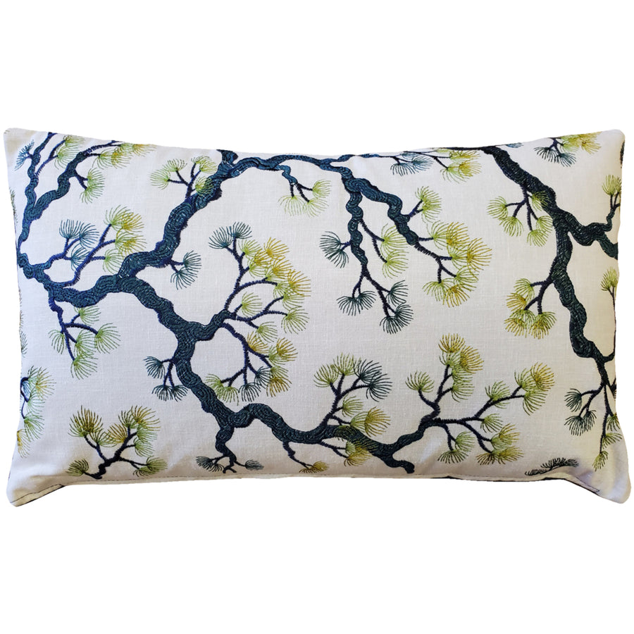 Bonsai Pine Teal Green Throw Pillow 12x19 Inches Square, Complete Pillow with Polyfill Pillow Insert Image 1