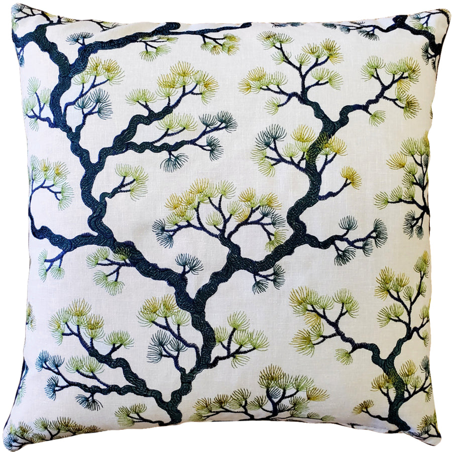 Bonsai Pine Teal Green Throw Pillow 19x19 Inches Square, Complete Pillow with Polyfill Pillow Insert Image 1