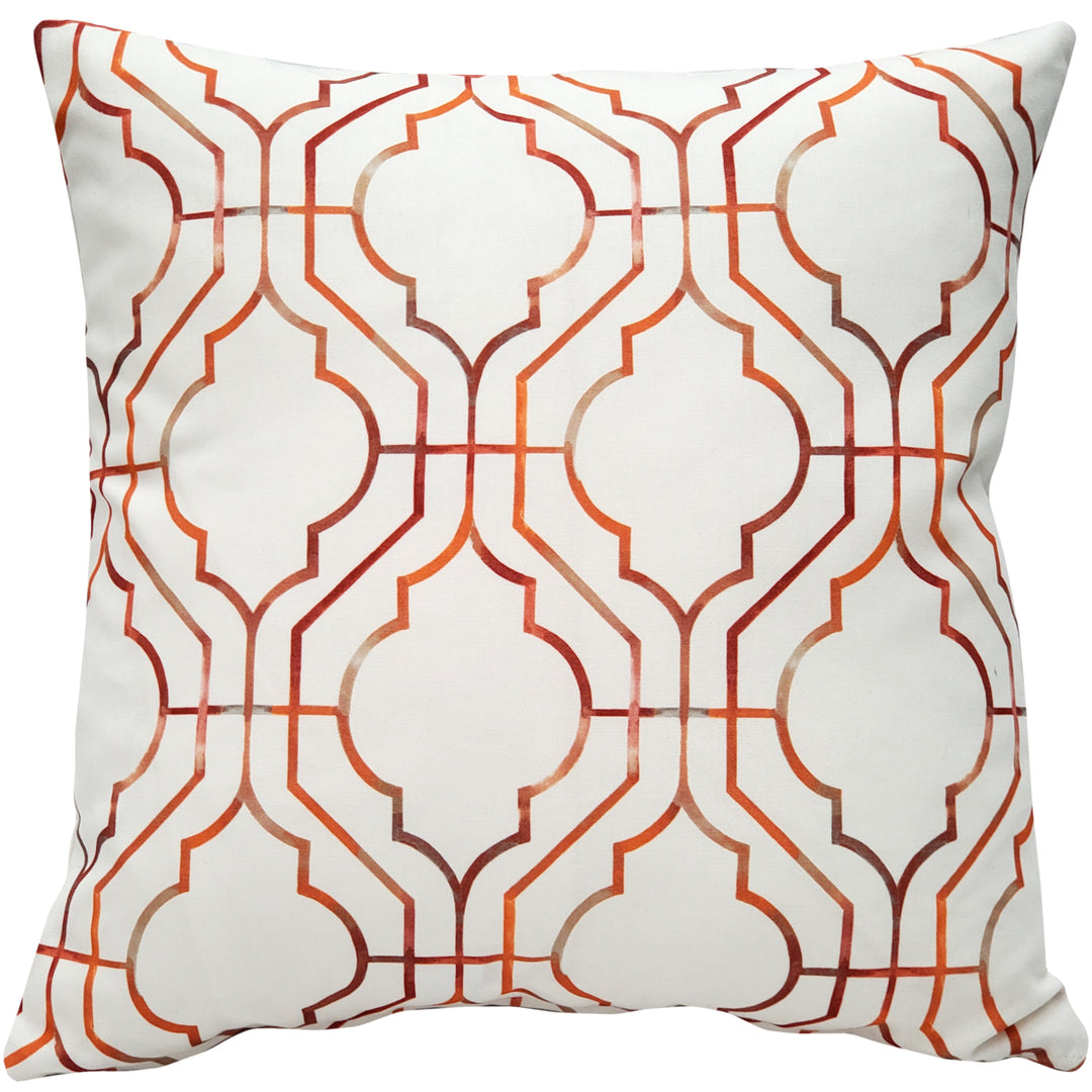 Biltmore Gate 20x20 Orange Throw Pillow 100% Cotton Lattice Pattern Polyfill Insert Image 1