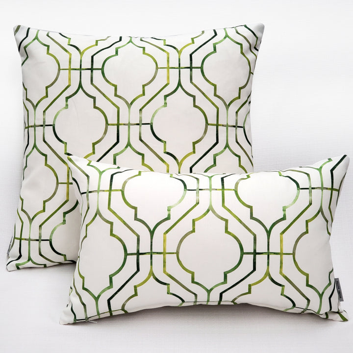 Biltmore Gate Green Throw Pillow 12x20 Cotton Rectangular Lattice Design Image 3