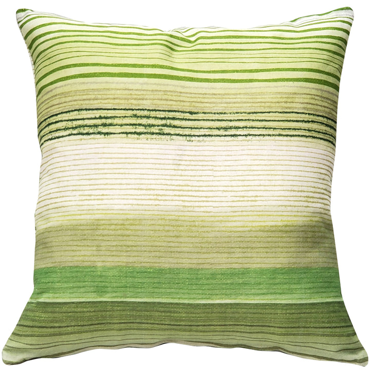 Sedona Stripes Green Throw Pillow 17x17 Inch Cotton Complete with Polyfill Insert Image 1