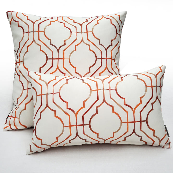 Biltmore Gate 20x20 Orange Throw Pillow 100% Cotton Lattice Pattern Polyfill Insert Image 3