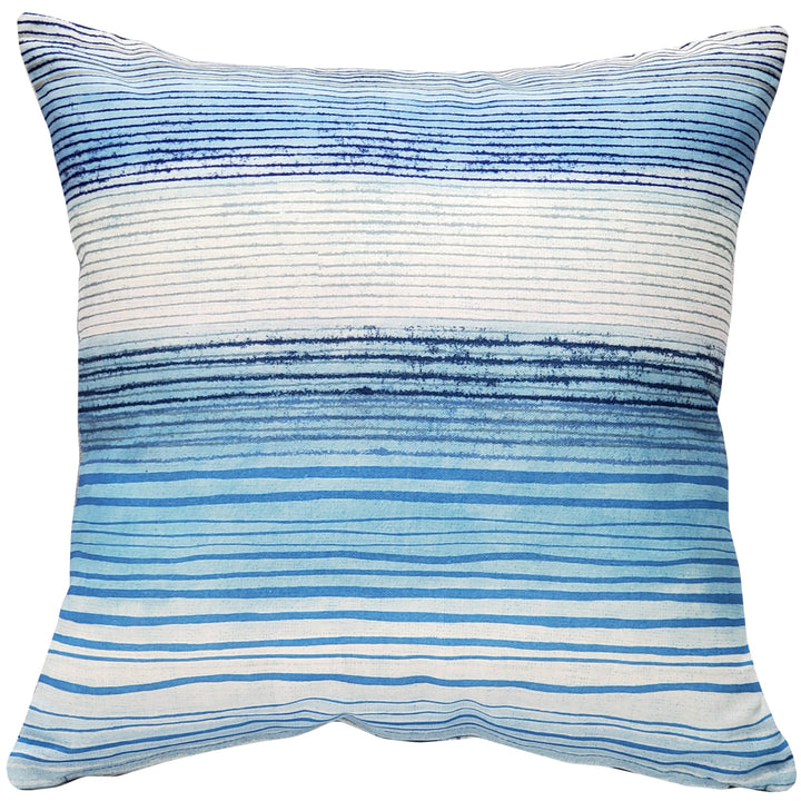 Sedona Stripes Blue Throw Pillow 17x17 Inches Cotton Polyfill Insert Square Image 1