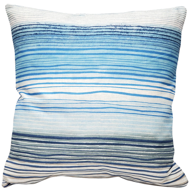 Sedona Stripes Blue Throw Pillow 20x20 Cotton Square Insert Decorative Cover Image 1