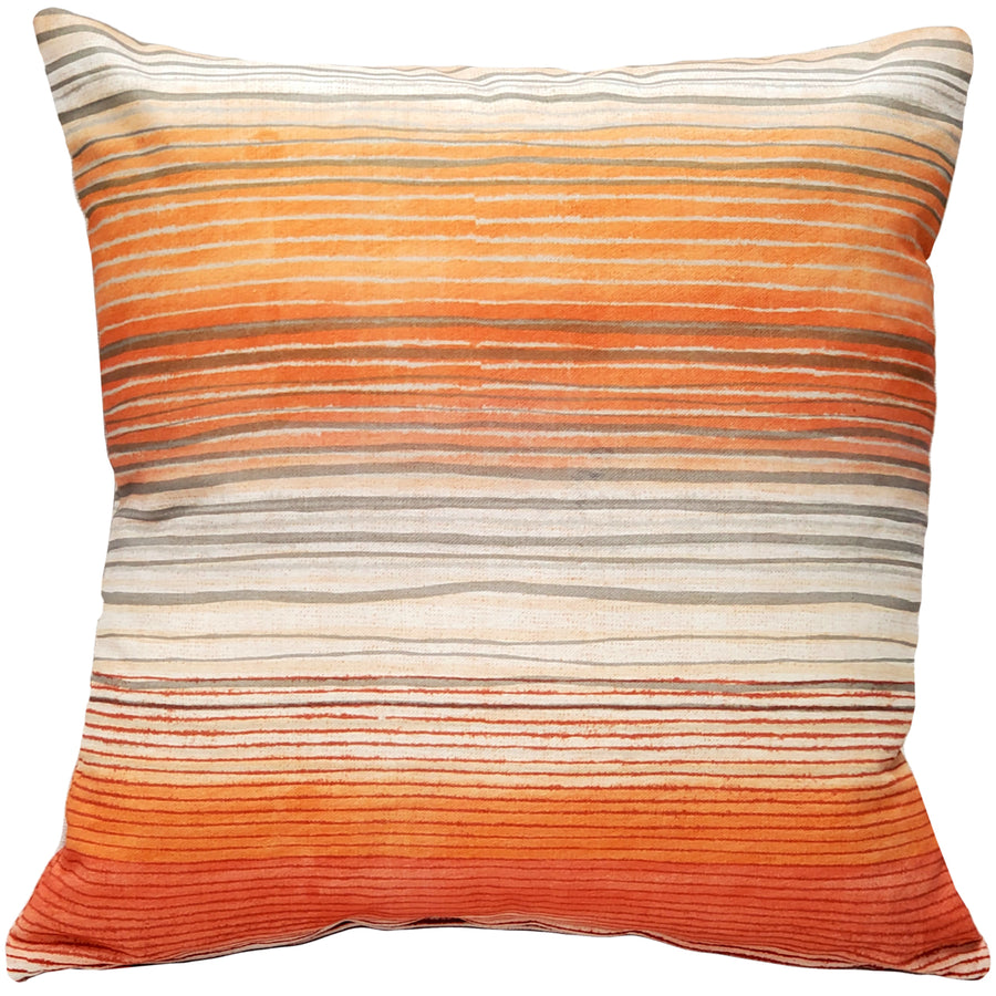 Sedona Stripes Orange Throw Pillow 17x17 Inches Square, Complete Pillow with Polyfill Pillow Insert Image 1