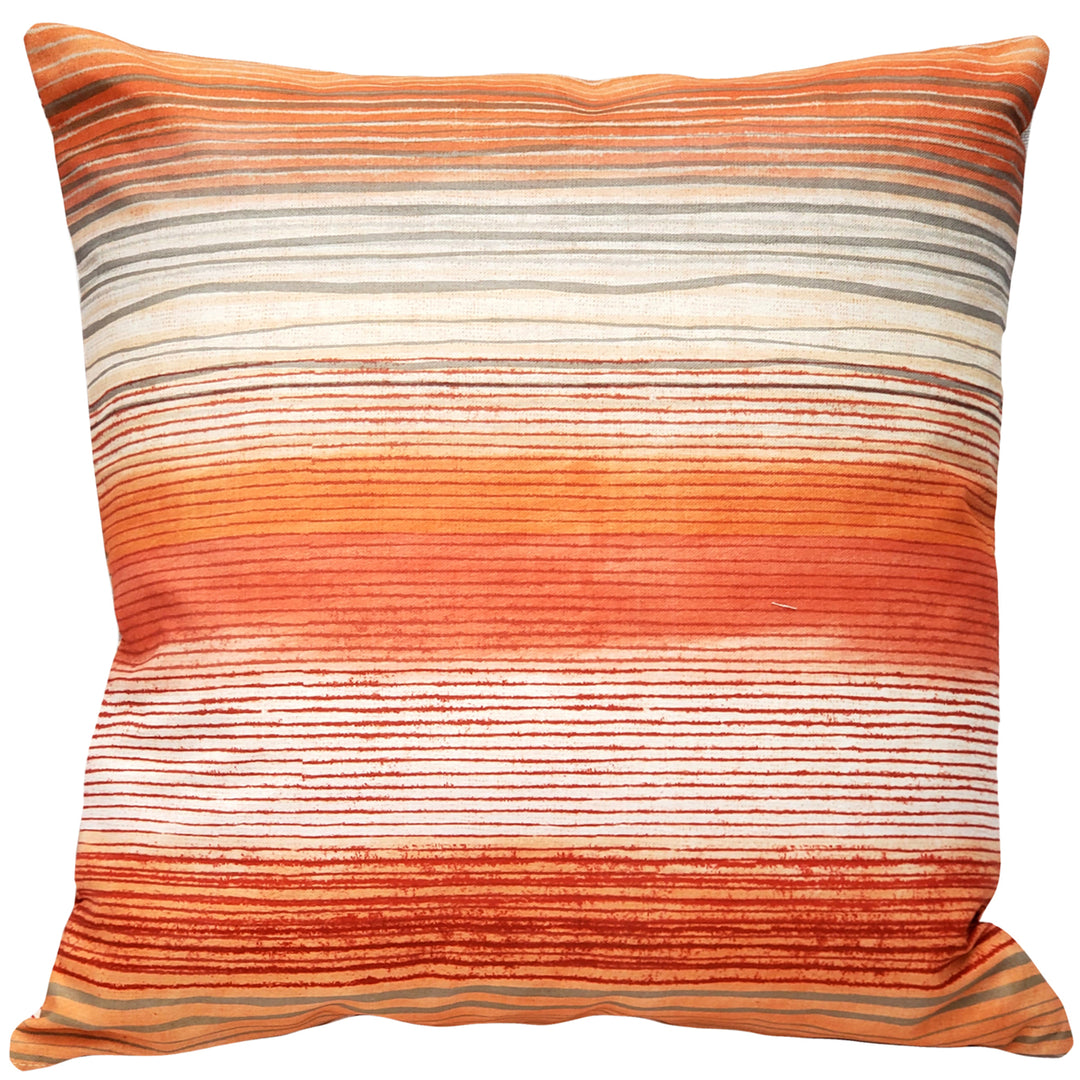 Sedona Stripes Orange Throw Pillow 20x20 Cotton Floral Accent Image 1