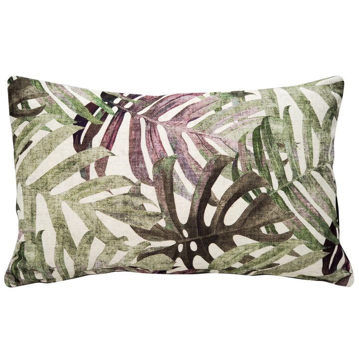 Pattaya Purple Palm Throw Pillow 12x20 Inches Cotton Decorative Cushion Polyfill Image 1