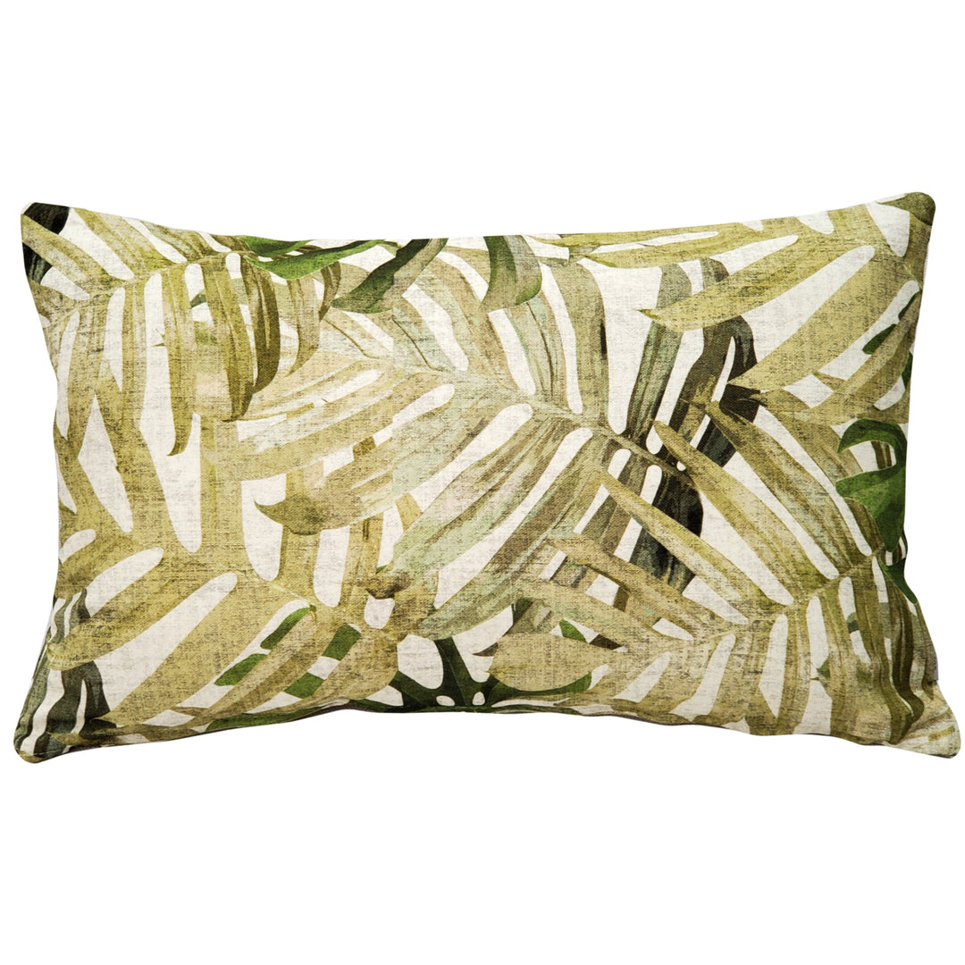 Pattaya Green Palm Throw Pillow 12x20 Inches Cotton Decorative Pillow Insert Image 1