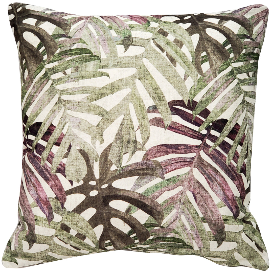 Pattaya Purple Palm 20x20 Cotton Throw Pillow Complete with Polyfill Insert Image 1