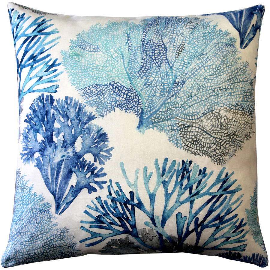 Tiger Beach Blue Coral Throw Pillow 21x21 Cotton Complete with Polyfill Insert Image 1