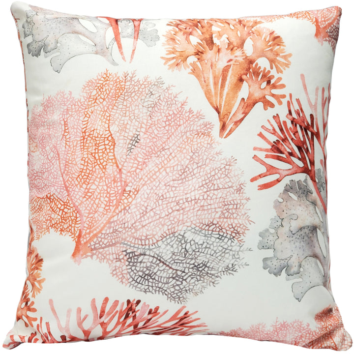 Tiger Beach Pink Coral Throw Pillow 21x21 Inches Cotton with Polyfill Insert Image 1