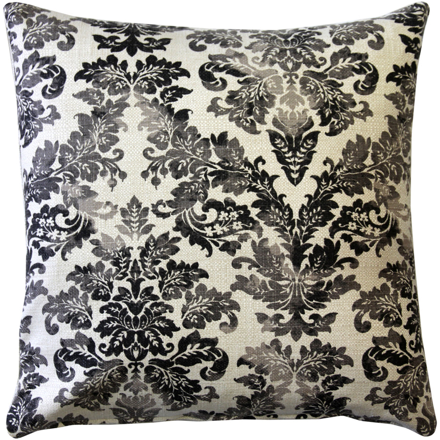 Calliope Gray Damask Pattern Throw Pillow 20x20 Inches Square, Complete Pillow with Polyfill Pillow Insert Image 1