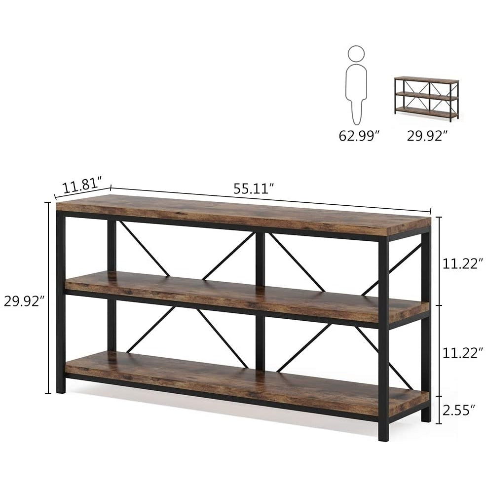 Tribesigns 55 Inch Sofa Table, 3 Tiers TV Console TV Stand Long Sofa Table with Storage Shelves Image 9