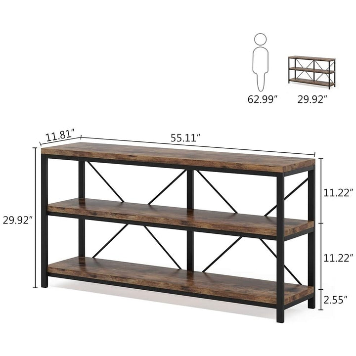 Tribesigns 55 Inch Sofa Table, 3 Tiers TV Console TV Stand Long Sofa Table with Storage Shelves Image 9