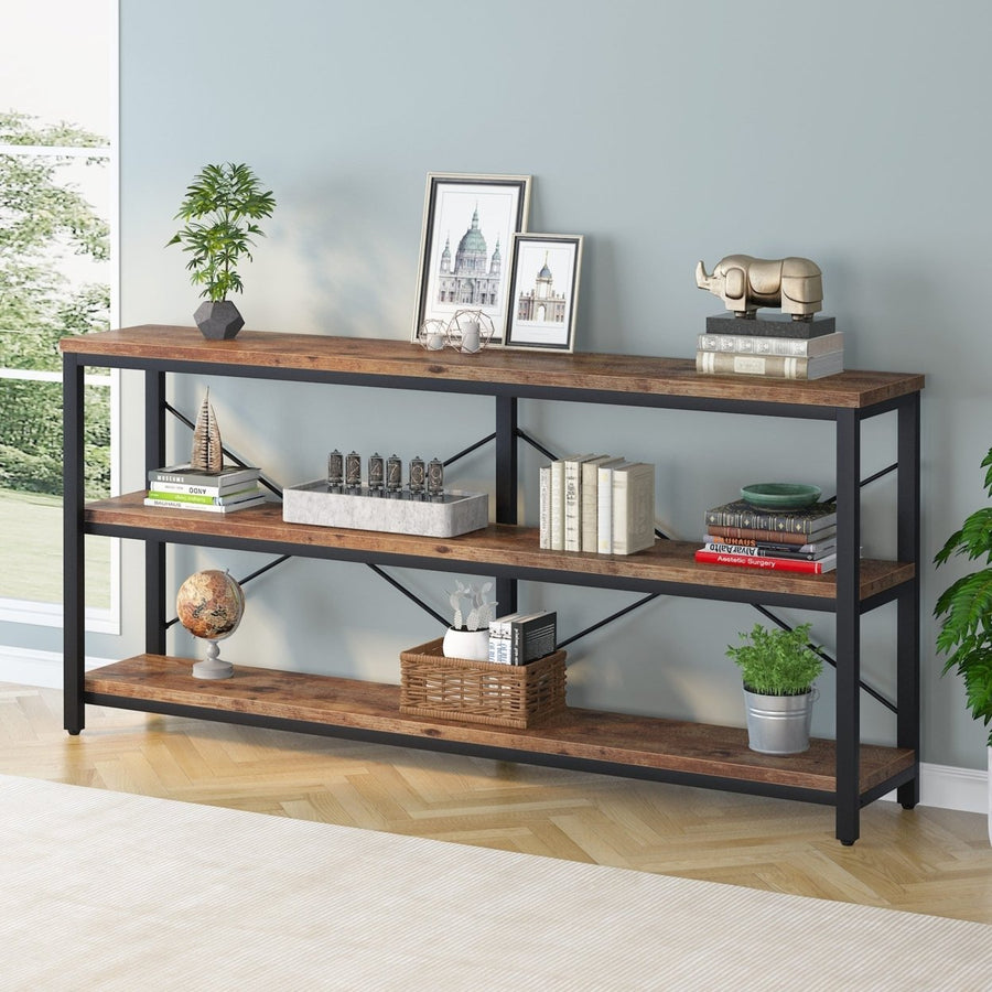 Tribesigns Sofa Table, 3 Tiers TV Stand Console Table Extra Long TV Console with Storage Shelves Image 1