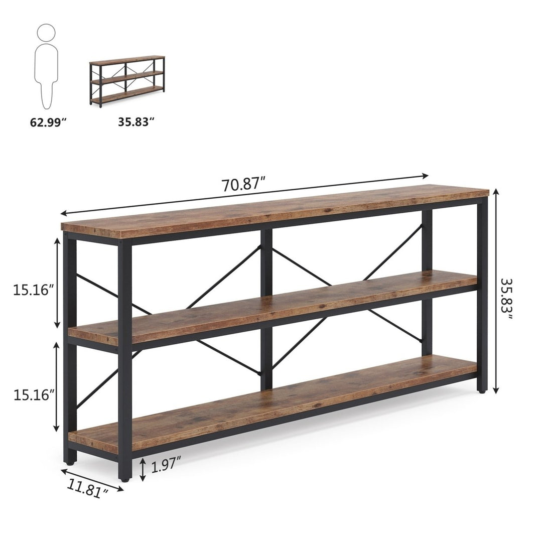 Tribesigns Sofa Table 70.8 Inch Extra Long Rustic Console 3 Tier Storage Shelves Image 8