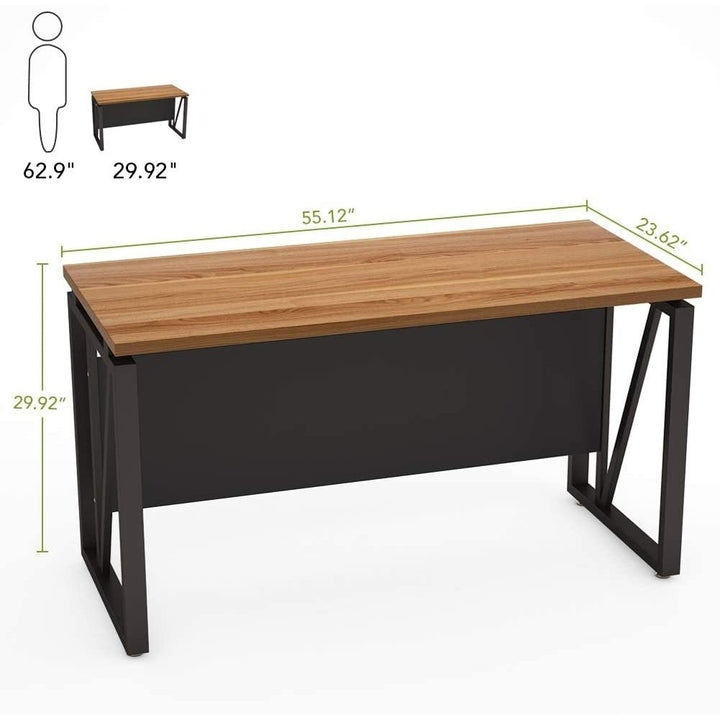 Tribesigns 55 Inch Computer Desk Dark Walnut Black Leg Gaming Writing Table Image 6