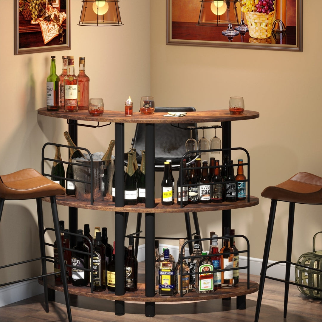 Tribesigns Bar Unit for Liquor, 3 Tier Bar Cabinet with Storage Shelves Image 4