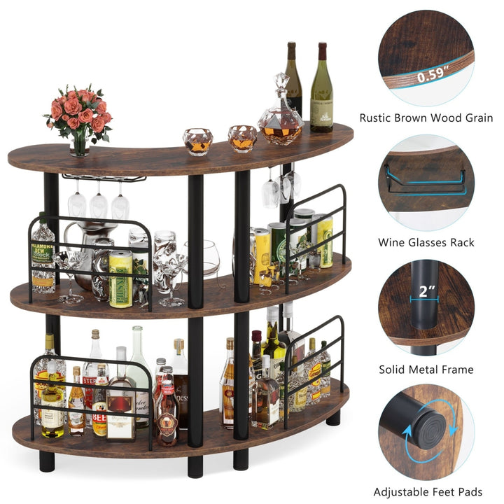 Tribesigns Bar Unit for Liquor, 3 Tier Bar Cabinet with Storage Shelves Image 6