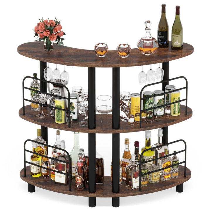 Tribesigns Bar Unit for Liquor, 3 Tier Bar Cabinet with Storage Shelves Image 8