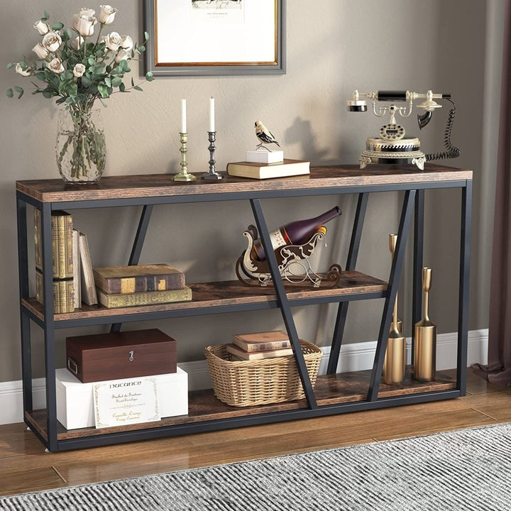 Tribesigns Industrial Console Table 3-Tier Entryway Table with Storage HOGA-HQ0003 Image 1