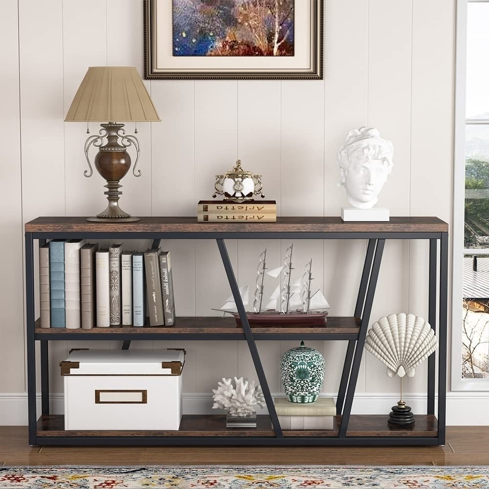 Tribesigns Industrial Console Table 3-Tier Entryway Table with Storage HOGA-HQ0003 Image 2