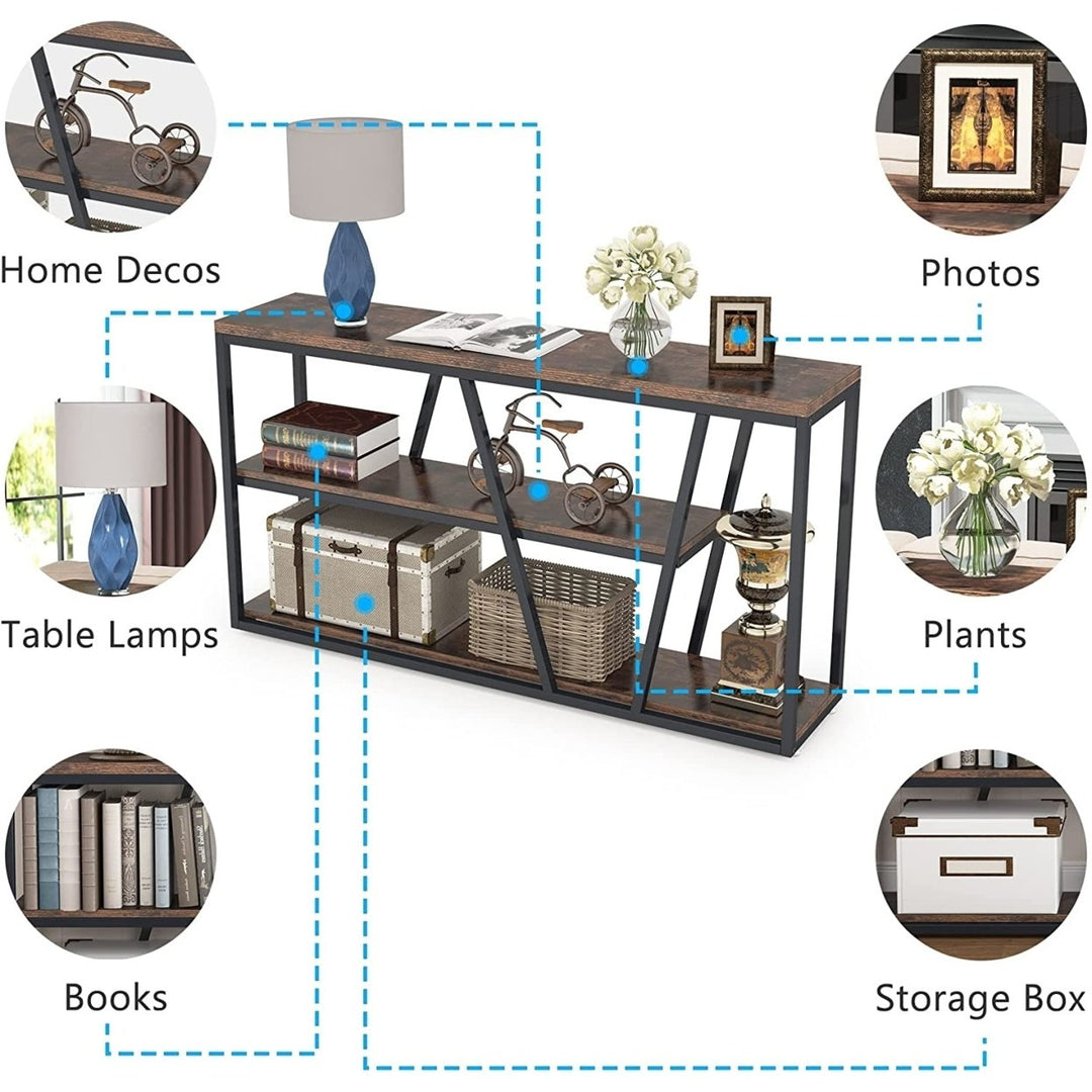 Tribesigns Industrial Console Table 3-Tier Entryway Table with Storage HOGA-HQ0003 Image 5