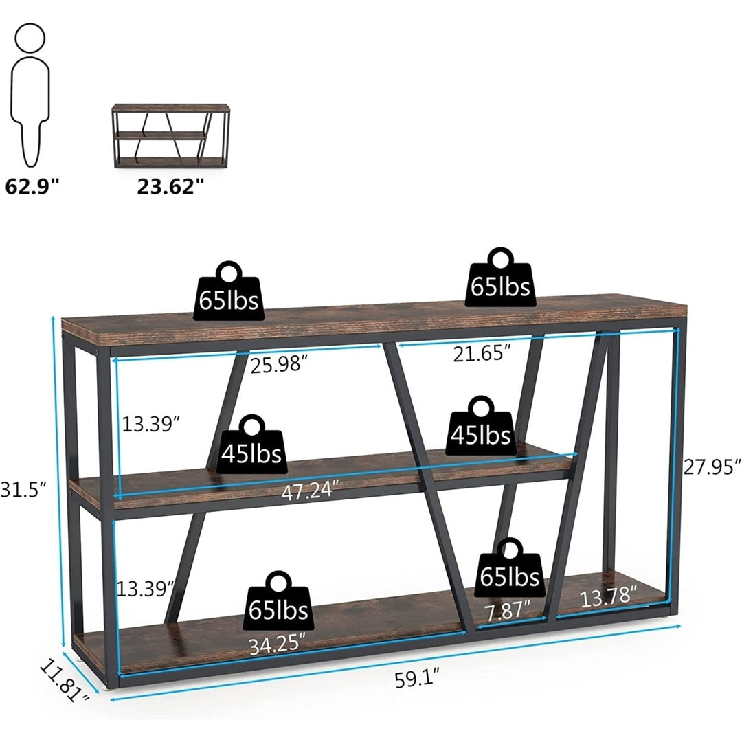 Tribesigns Industrial Console Table 3-Tier Entryway Table with Storage HOGA-HQ0003 Image 7