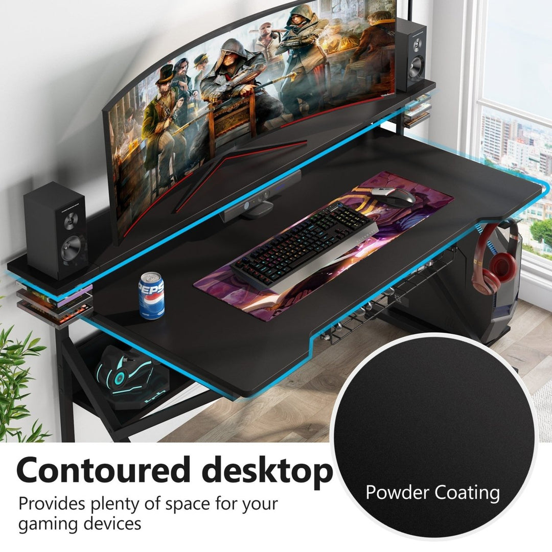 Tribesigns Gaming Desk with Storage Shelf and Monitors Shelf, 47 inches PC Computer Desk Image 4