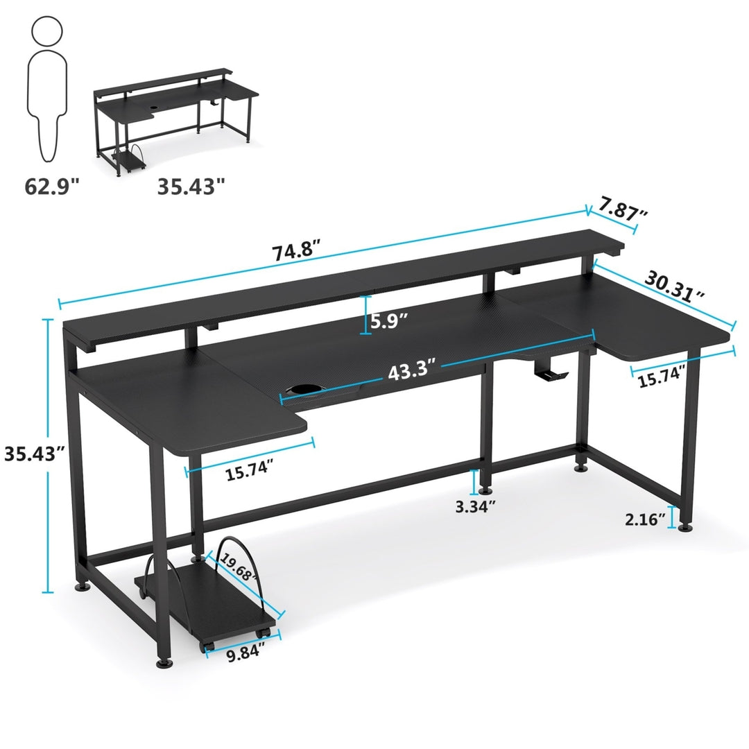 Tribesigns U Shaped Gaming Desk, 70.8 Inches Gamer Command Center Workstation Desk Image 9