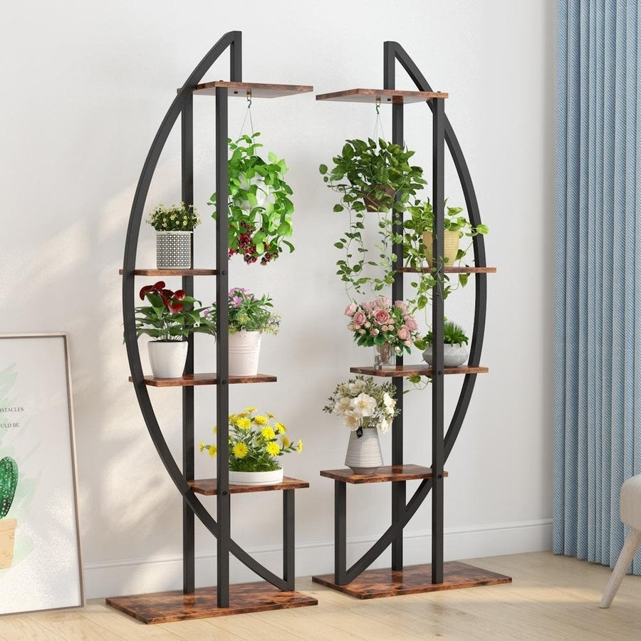 Tribesigns 5-Tier Plant Stand Set of 2 Rustic Brown Multi-Purpose Display Shelf Image 1