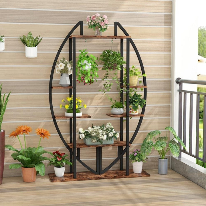 Tribesigns 5-Tier Plant Stand Set of 2 Rustic Brown Multi-Purpose Display Shelf Image 4