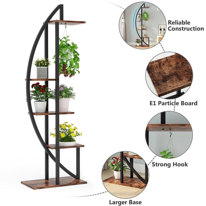 Tribesigns 5-Tier Plant Stand Set of 2 Rustic Brown Multi-Purpose Display Shelf Image 8