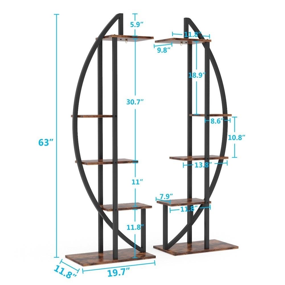 Tribesigns 5-Tier Plant Stand Set of 2 Rustic Brown Multi-Purpose Display Shelf Image 10