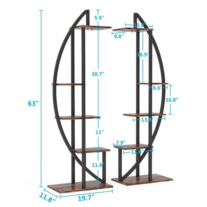 Tribesigns 5-Tier Plant Stand Set of 2 Rustic Brown Multi-Purpose Display Shelf Image 10