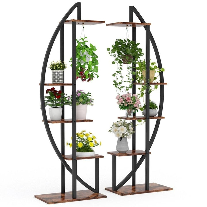 Tribesigns 5-Tier Plant Stand Set of 2 Rustic Brown Multi-Purpose Display Shelf Image 11