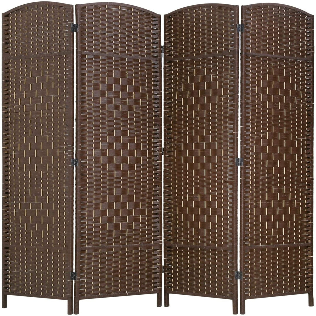 FDW Room Divider Folding Privacy Divider 6 Ft Indoor Wall Divider Portable Partition Wood Screen, Brown (4 Panel) Image 1