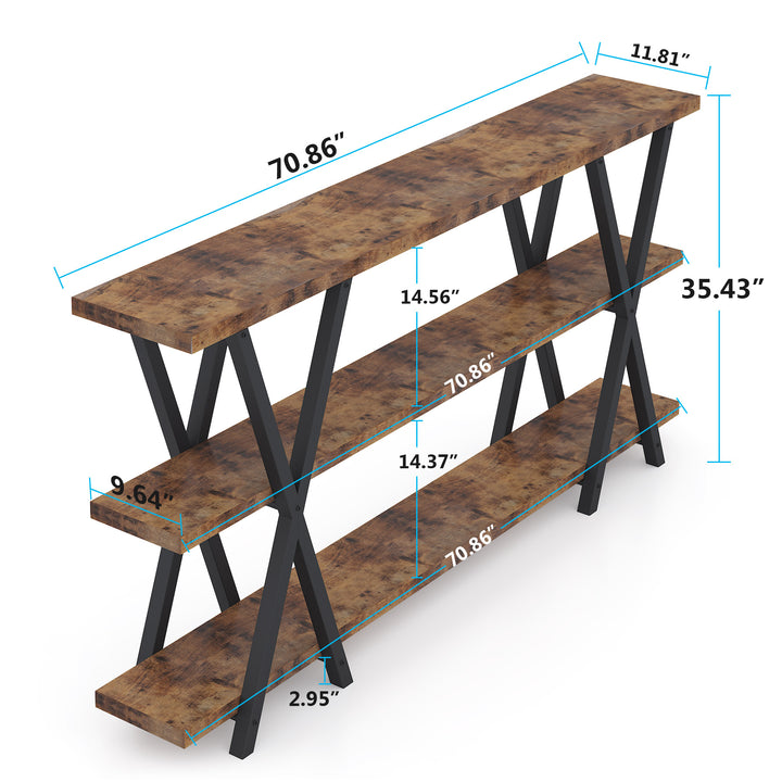 Tribesigns Sofa Table, TV Console Table, Narrow Long Sofa Table with Storage for Entryway, Living Room, 70.8 Inch Image 4