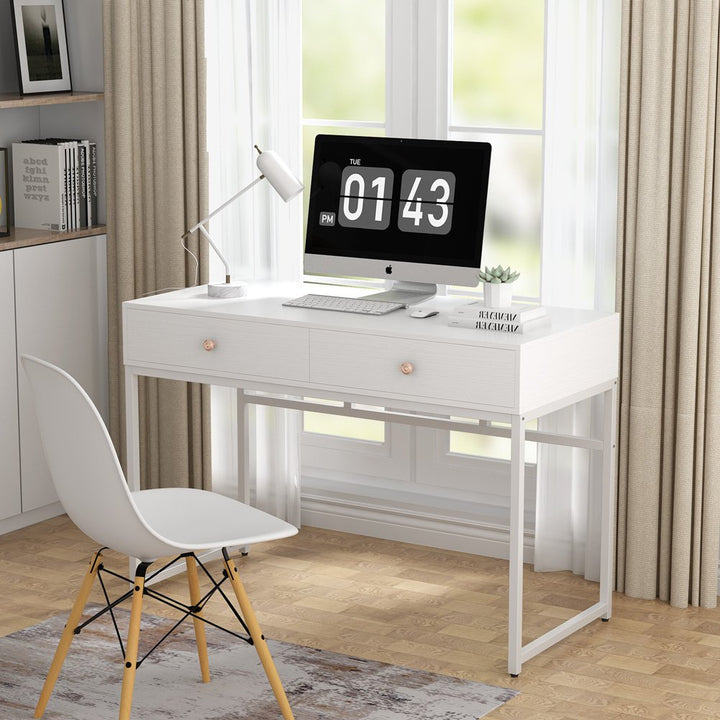 Tribesigns 47 inch Computer Desk Modern Home Office Desk with 2 Storage Drawers Image 1