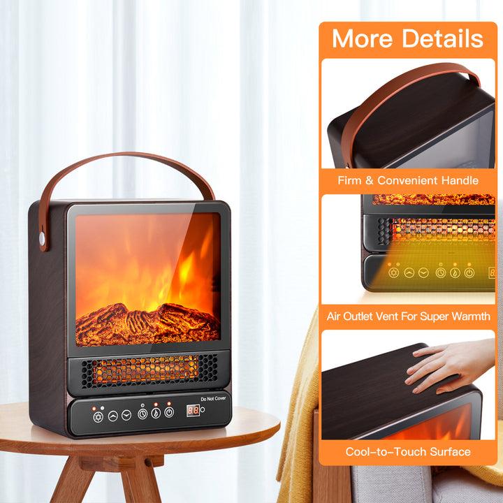 1500W Portable Electric Fireplace Heater w/ Remote Control Walnut/Maple Image 10