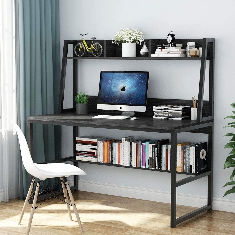 Tribesigns Computer Desk with Hutch, 47 Inches Home Office Desk with Space Saving Design with Bookshelf for Small Spaces Image 1