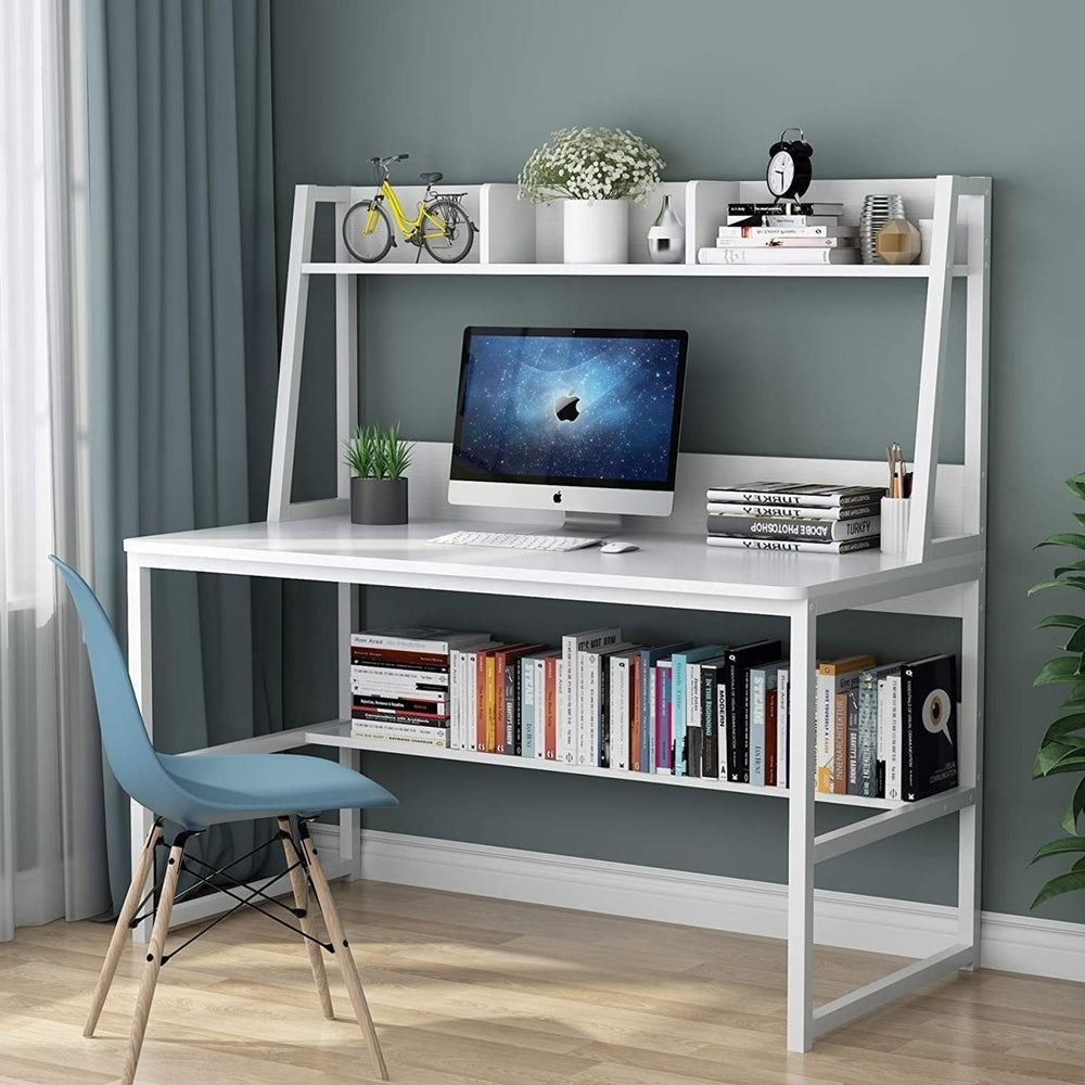 Tribesigns Computer Desk with Hutch, 47 Inches Home Office Desk with Space Saving Design with Bookshelf for Small Spaces Image 2