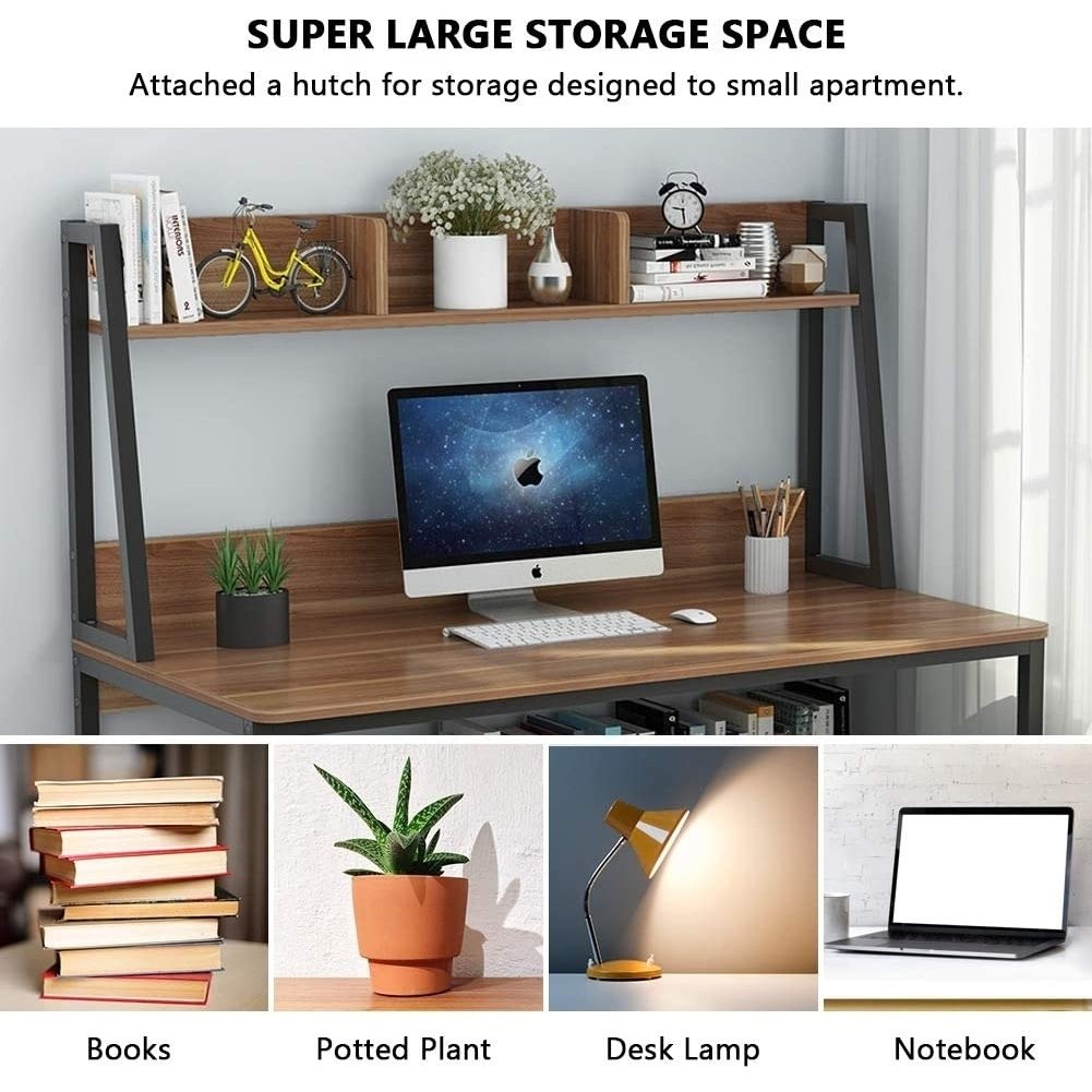 Tribesigns Computer Desk with Hutch, 47 Inches Home Office Desk with Space Saving Design with Bookshelf for Small Spaces Image 5