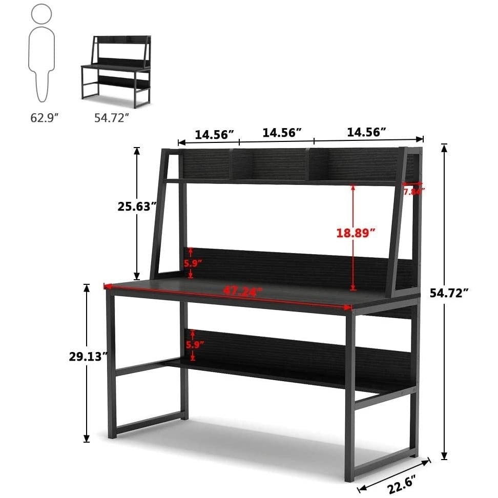 Tribesigns Computer Desk with Hutch, 47 Inches Home Office Desk with Space Saving Design with Bookshelf for Small Spaces Image 6