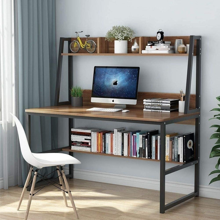 Tribesigns Computer Desk with Hutch, 47 Inches Home Office Desk with Space Saving Design with Bookshelf for Small Spaces Image 7