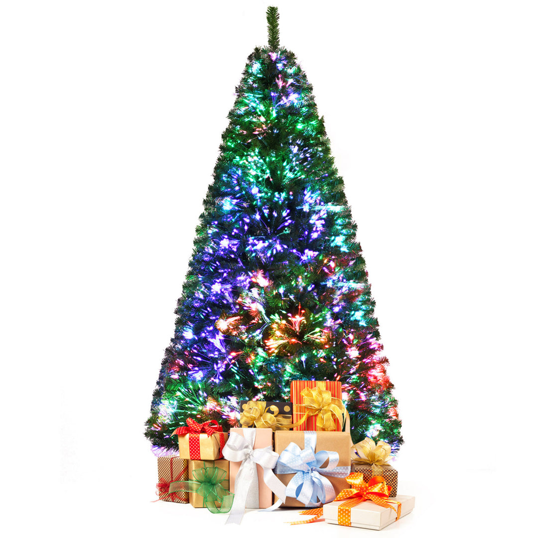 5/6/7 FT Pre-lit Artificial Christmas Tree Fiber Optic Xmas Tree Holiday Decor Image 1