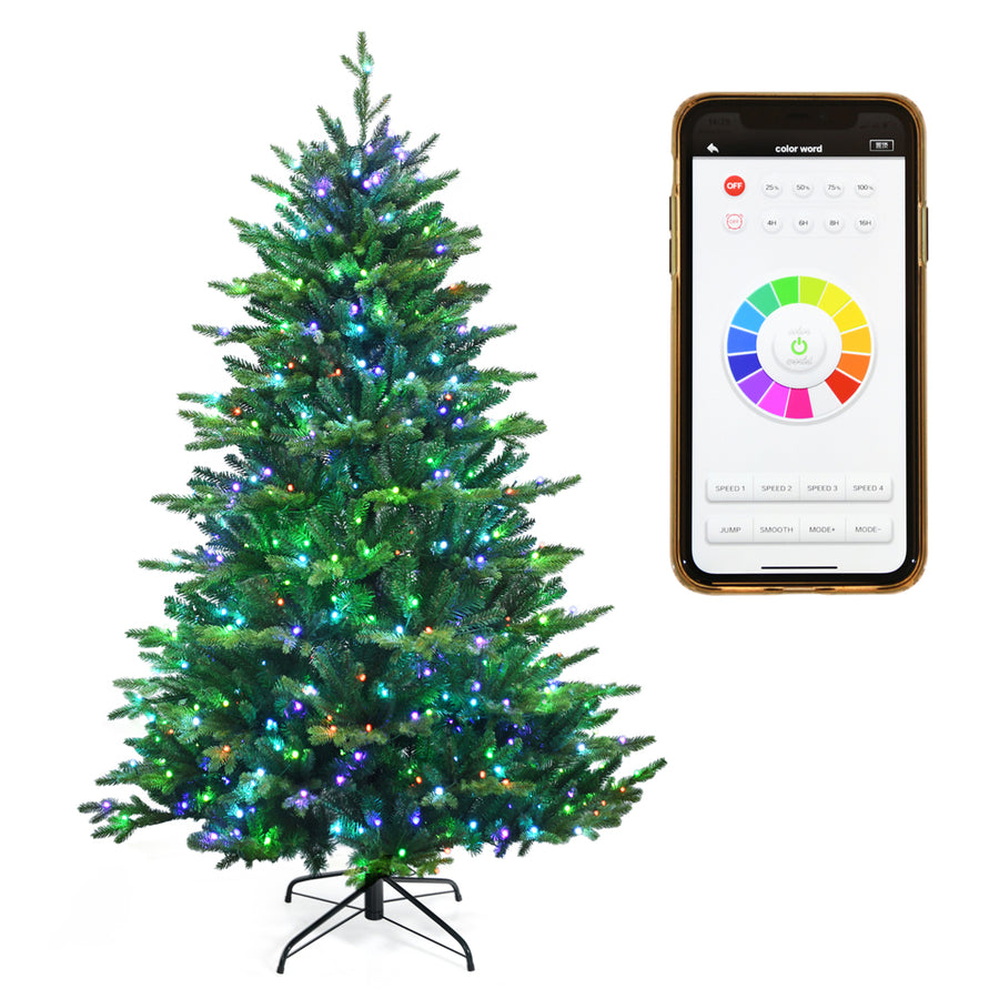 6/7/8 FT Pre-lit Artificial Christmas Tree w/ APP Control and 15 Lighting Modes Image 1