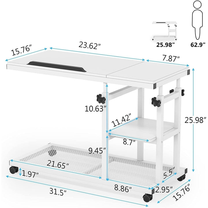 Tribesigns Height Adjustable C Table with Wheels, Mobile Couch Snack Side Table with Tiltable Drawing Board Image 6